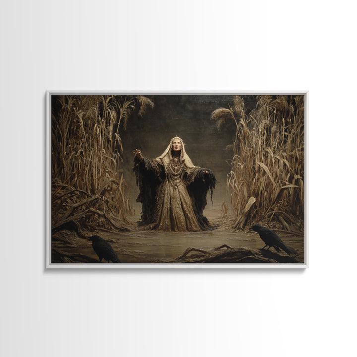 The Salt-Marsh Witch, Symbolist Gothic Landscape, Landscape Wall Art, Gothic Horror Wall Art, Framed Canvas Print, Halloween Wall Art