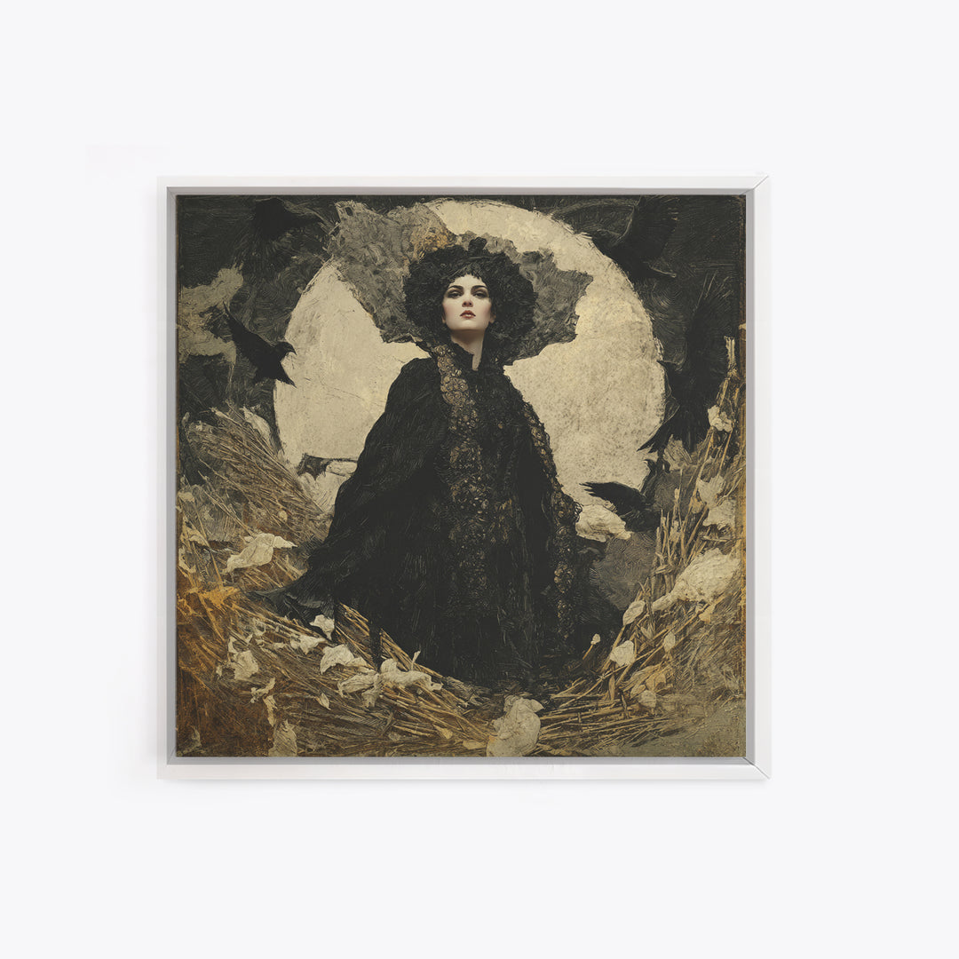 The Salt-Marsh Witch, Dark Symbolist Art, Square Wall Art, Dark Fantasy Wall Art, Canvas Print, Halloween Wall Art