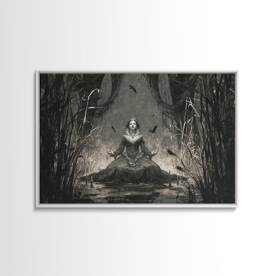 The Salt-Marsh Witch, Expressionist Nightmare Art, Landscape Wall Art, Macabre Wall Art, Framed Canvas Print, Halloween Wall Art