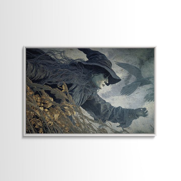 The Salt-Marsh Witch, Expressionist Gothic Art, Landscape Wall Art, Dark Halloween Decor, Canvas Print, Halloween Wall Art