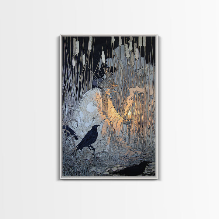 The Salt-Marsh Witch, Stained Glass Gothic Art, Vertical Wall Art, Gothic Horror Wall Art, Canvas Print, Halloween Wall Art