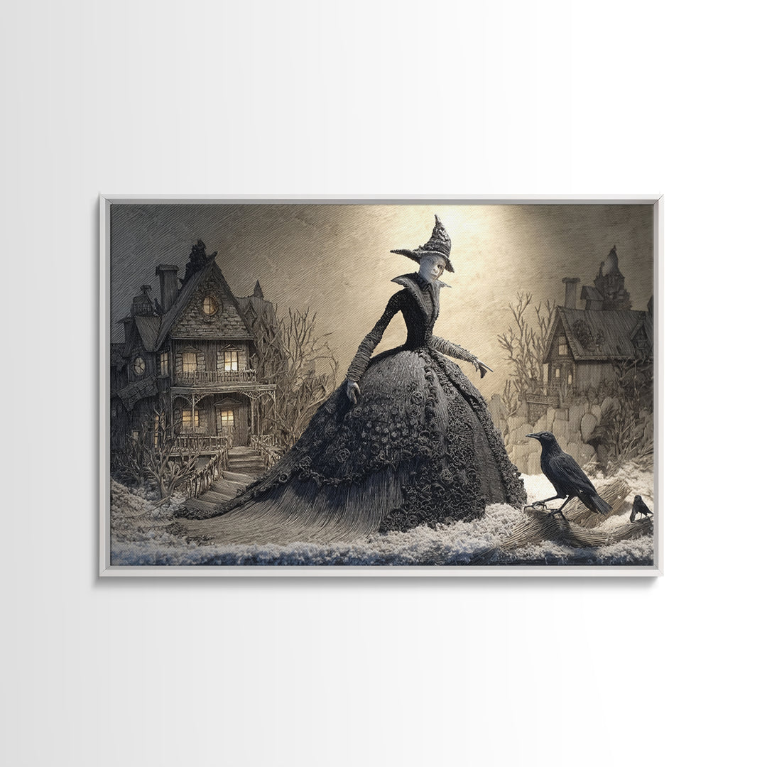 The Salt-Marsh Witch, Victorian Macabre Art, Landscape Wall Art, Macabre Wall Art, Canvas Print, Halloween Wall Art
