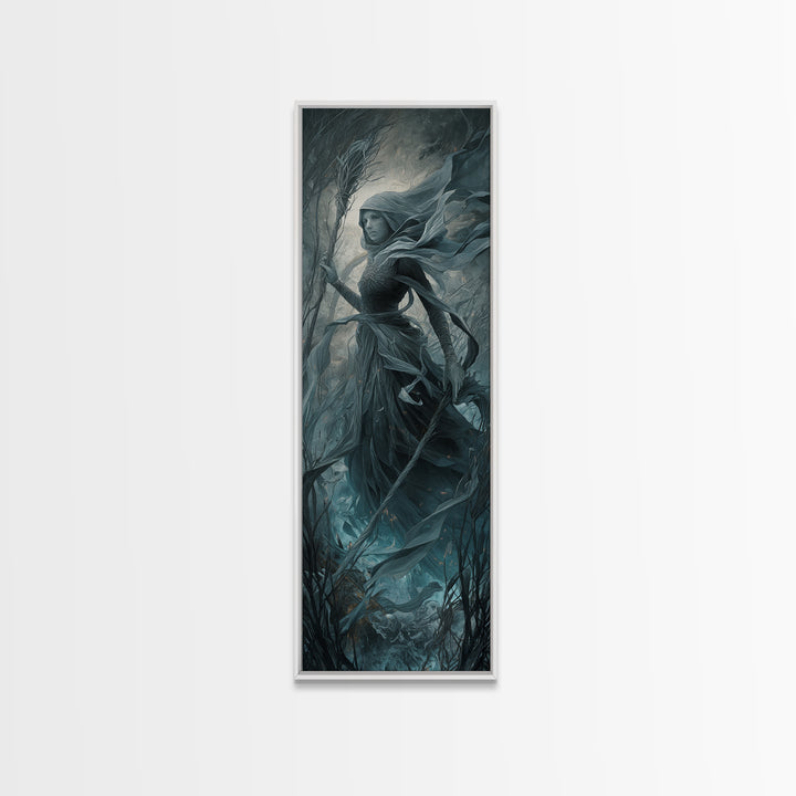 The Salt-Marsh Witch, Surreal Apocalyptic Art, Tall Narrow Wall Art, Macabre Wall Art, Canvas Print, Halloween Wall Art