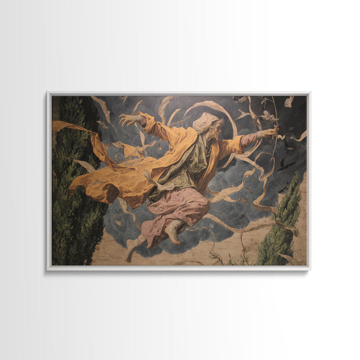 The Stone-Circle Spirit, Dark Renaissance Art, Landscape Wall Art, Macabre Wall Art, Framed Canvas Print, Halloween Wall Art