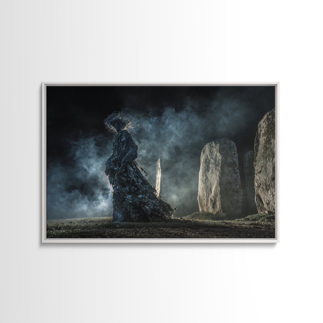 The Stone-Circle Spirit, Visionary Gothic Art, Landscape Wall Art, Dark Fantasy Wall Art, Canvas Print, Halloween Wall Art