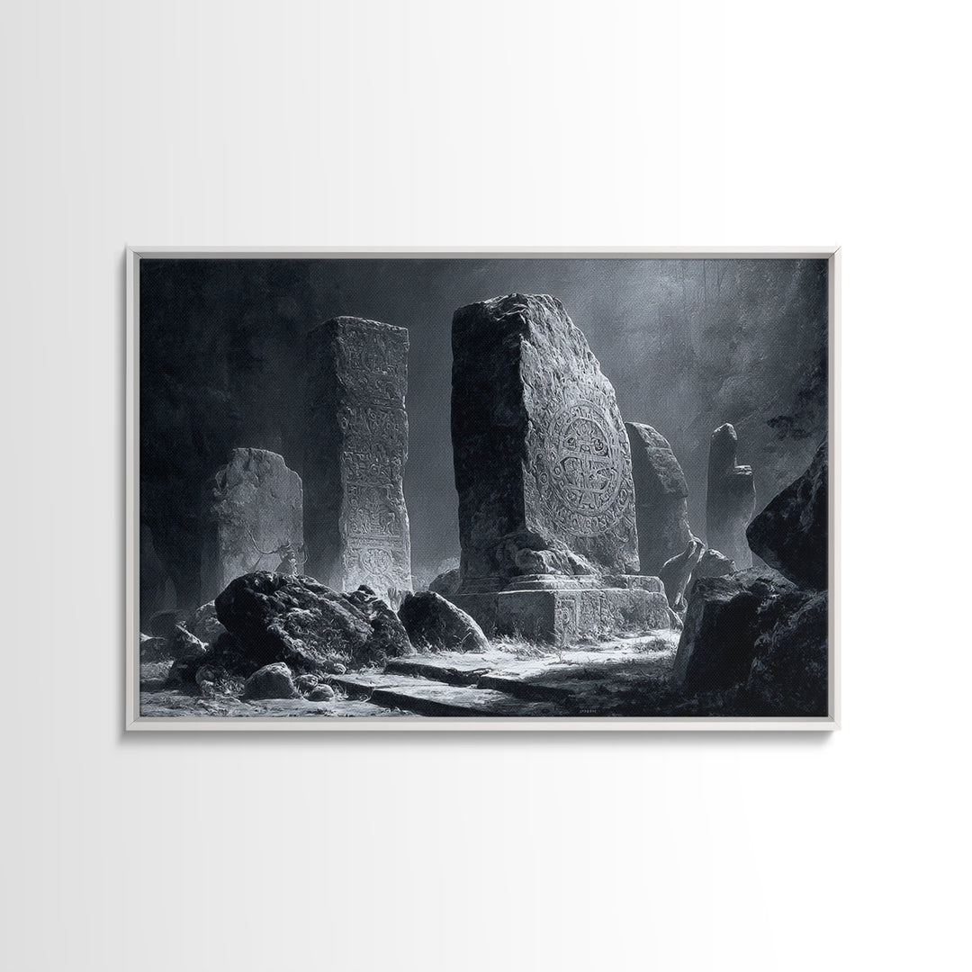 The Stone-Circle Spirit, Architectural Etching Art, Landscape Wall Art, Dark Fantasy Wall Art, Canvas Print