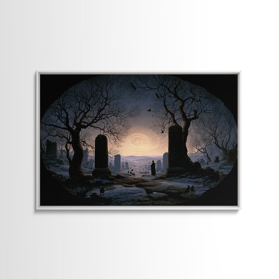 The Stone-Circle Spirit, Romantic Gothic Landscape, Landscape Wall Art, Dark Halloween Decor, Canvas Print, Halloween Wall Art