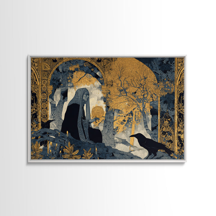 The Stone-Circle Spirit, Stained Glass Gothic Art, Landscape Wall Art, Dark Fantasy Wall Art, Framed Canvas Print, Halloween Wall Art