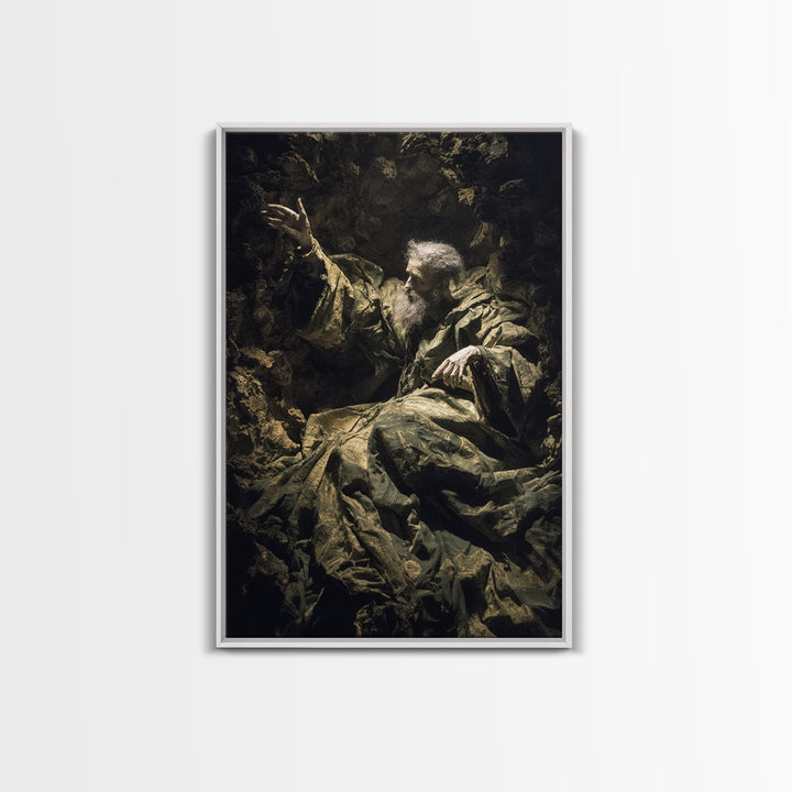 The Cave Oracle, Baroque Witchcraft Art, Vertical Wall Art, Macabre Wall Art, Framed Canvas Print, Halloween Wall Art