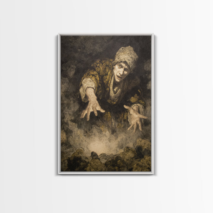 The Cave Oracle, Dark Romantic Horror Art, Vertical Wall Art, Dark Fantasy Wall Art, Canvas Print, Halloween Wall Art, Halloween Decor