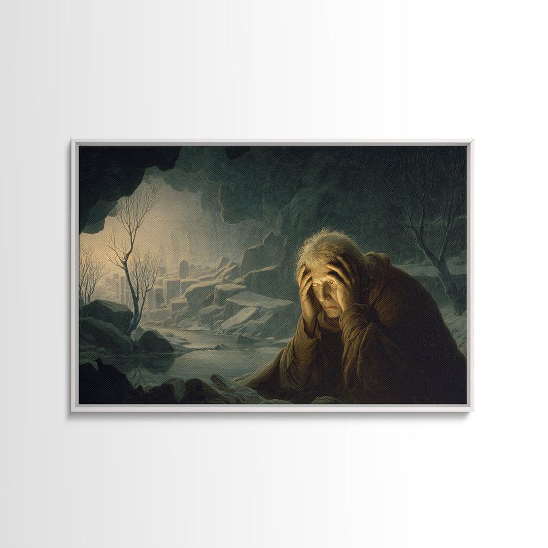 The Cave Oracle, Romantic Gothic Landscape, Landscape Wall Art, Gothic Horror Wall Art, Framed Canvas Print, Halloween Wall Art