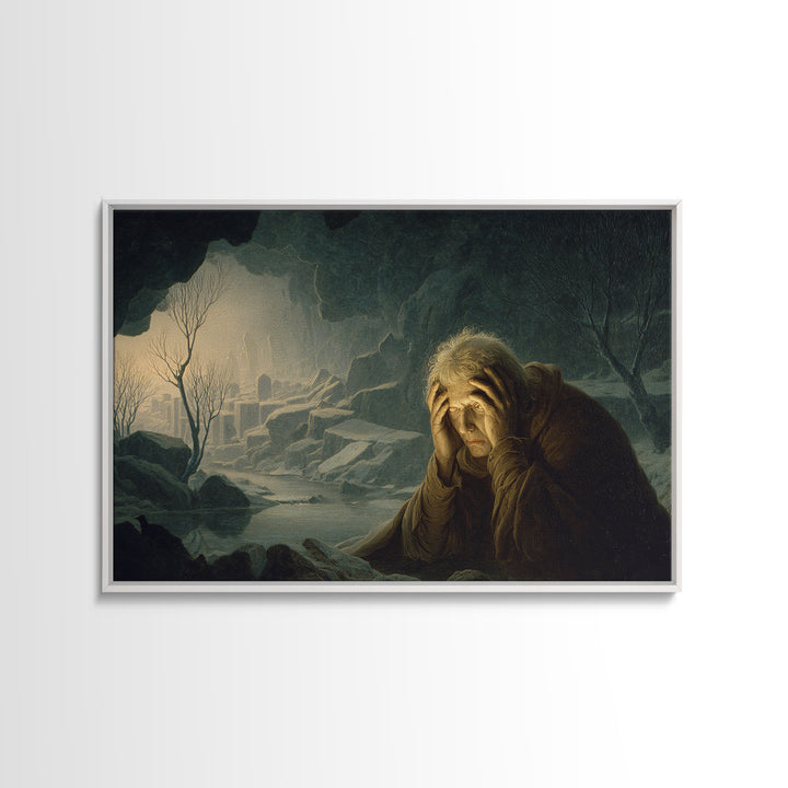 The Cave Oracle, Romantic Gothic Landscape, Landscape Wall Art, Gothic Horror Wall Art, Framed Canvas Print, Halloween Wall Art