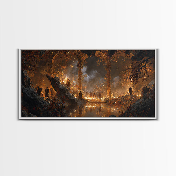 The Cave Oracle, Apocalyptic Romantic Art, Wide Panoramic Art, Gothic Horror Wall Art, Canvas Print, Halloween Wall Art