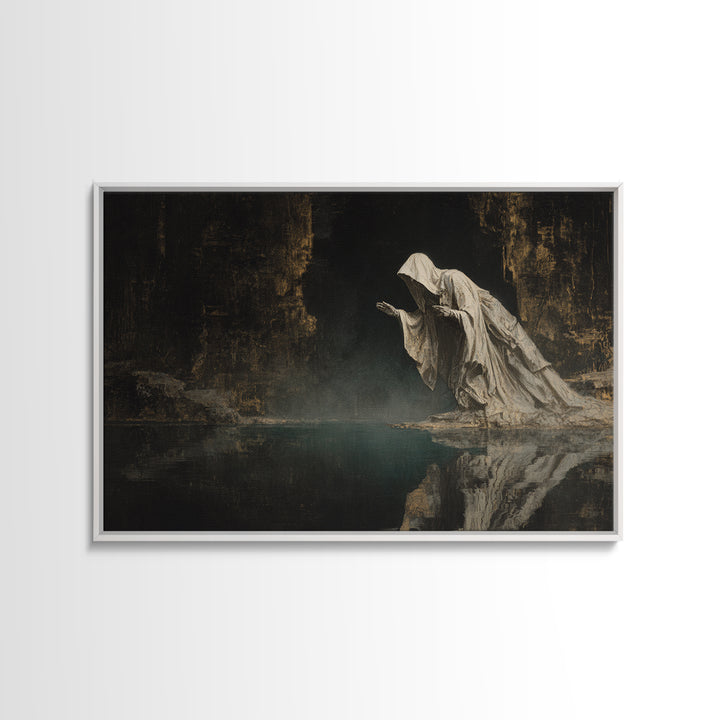 The Cave Oracle, Symbolist Gothic Landscape, Landscape Wall Art, Dark Halloween Decor, Canvas Print, Halloween Wall Art, Gothic Home Decor