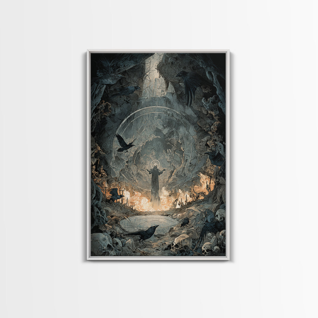 The Cave Oracle, Decadent Gothic Art, Vertical Wall Art, Macabre Wall Art, Canvas Print, Halloween Wall Art, Halloween Decor
