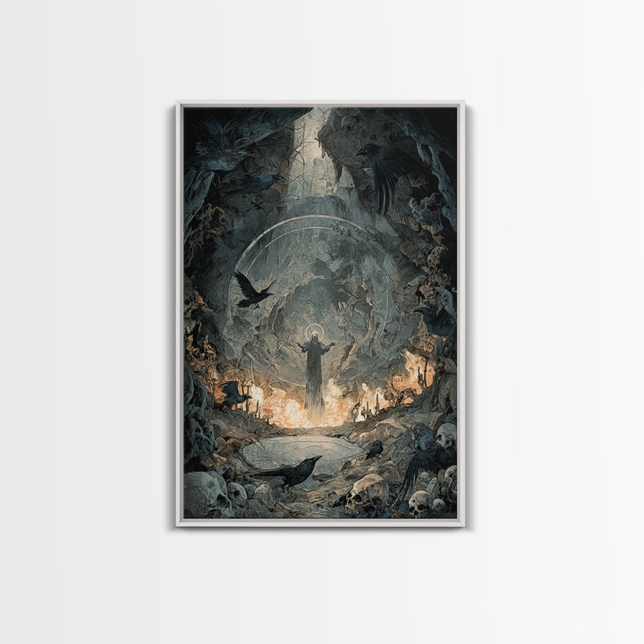 The Cave Oracle, Decadent Gothic Art, Vertical Wall Art, Macabre Wall Art, Canvas Print, Halloween Wall Art, Halloween Decor