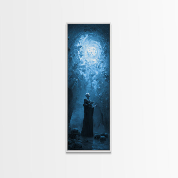The Cave Oracle, Surreal Apocalyptic Art, Tall Narrow Wall Art, Dark Halloween Decor, Canvas Print, Halloween Wall Art