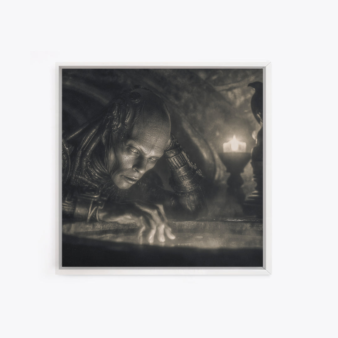 The Cave Oracle, Biomechanical Horror Art, Square Wall Art, Dark Fantasy Wall Art, Canvas Print, Halloween Wall Art, Halloween Decor