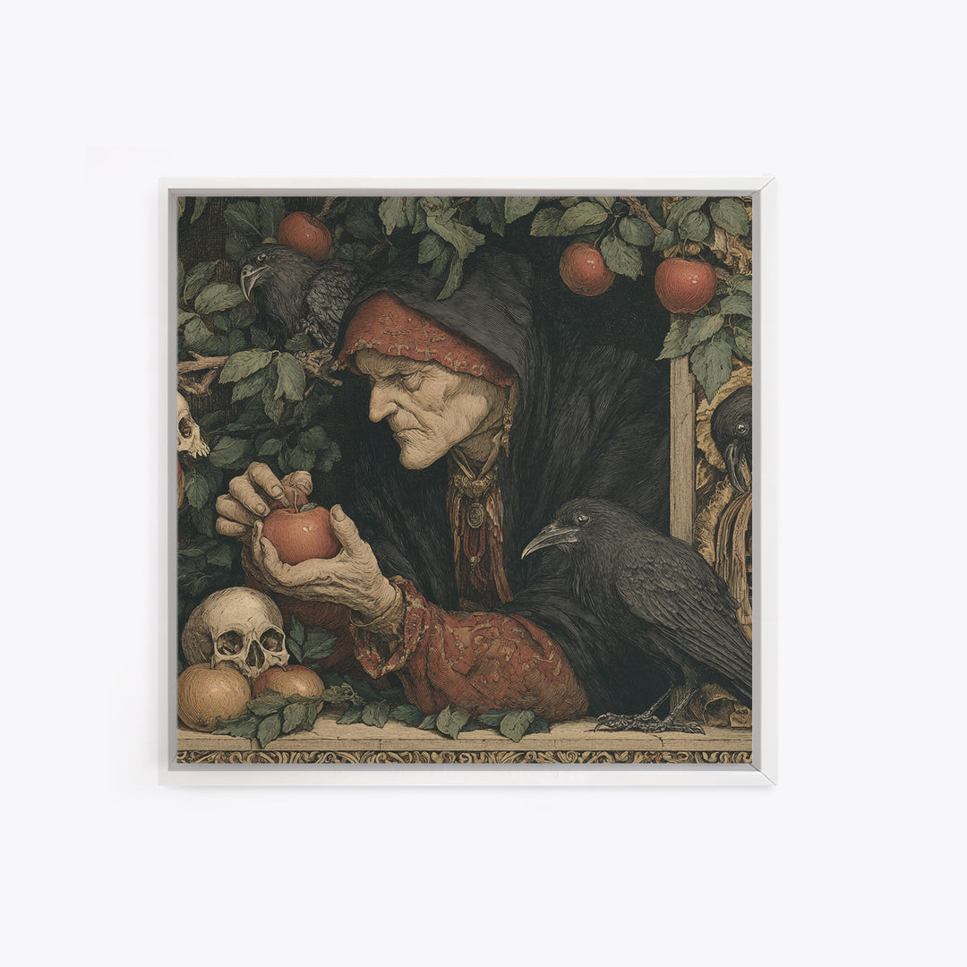 The Orchard Hag, Danse Macabre Art, Square Wall Art, Macabre Wall Art, Framed Canvas Print, Halloween Wall Art