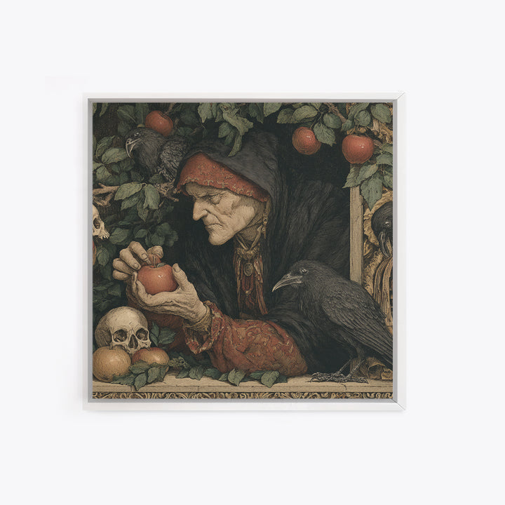The Orchard Hag, Danse Macabre Art, Square Wall Art, Macabre Wall Art, Framed Canvas Print, Halloween Wall Art