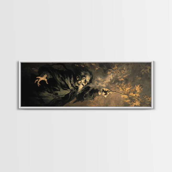 The Orchard Hag, Dark Romantic Horror Art, Extra Wide Wall Art, Dark Fantasy Wall Art, Framed Canvas Print, Halloween Wall Art