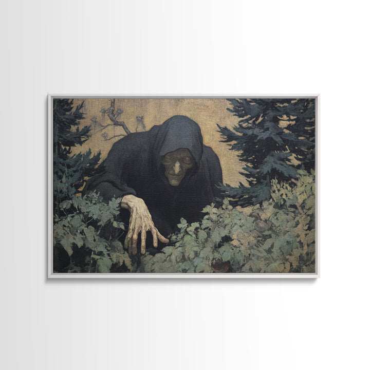 The Orchard Hag, Symbolist Gothic Landscape, Landscape Wall Art, Macabre Wall Art, Framed Canvas Print, Halloween Wall Art