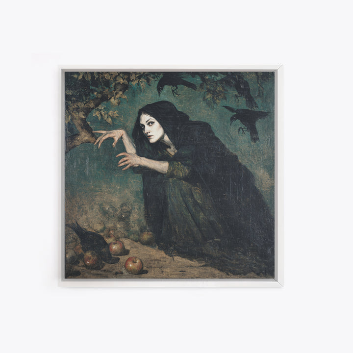 The Orchard Hag, Dark Symbolist Art, Square Wall Art, Macabre Wall Art, Framed Canvas Print, Halloween Wall Art