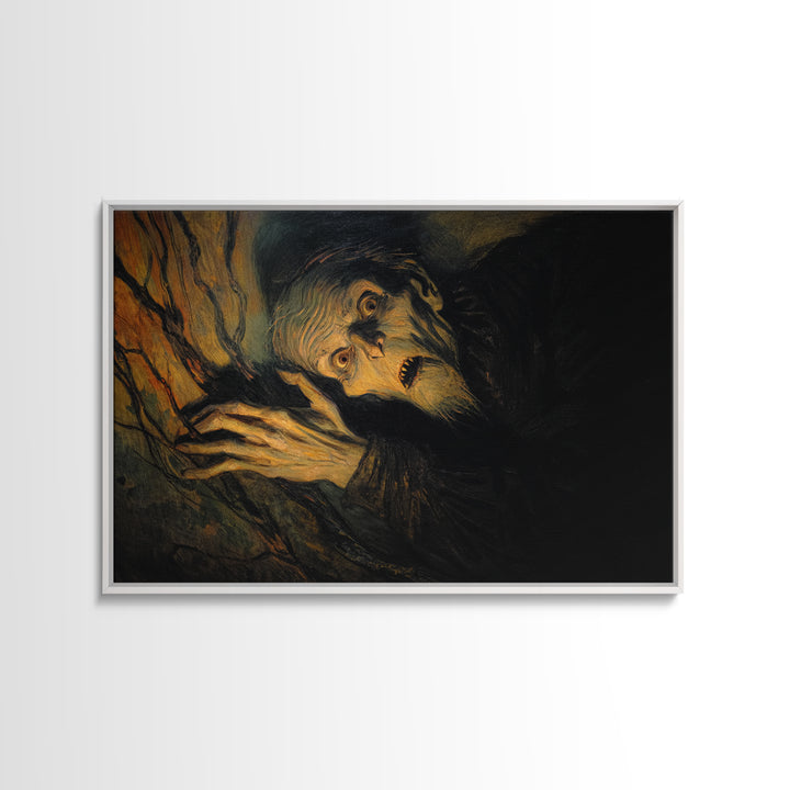 The Orchard Hag, Expressionist Gothic Art, Landscape Wall Art, Macabre Wall Art, Framed Canvas Print, Halloween Wall Art, Gothic Home Decor