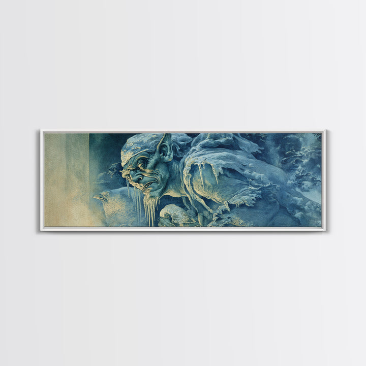 The Frost Goblin, Dark Renaissance Art, Extra Wide Wall Art, Dark Fantasy Wall Art, Canvas Print, Halloween Wall Art