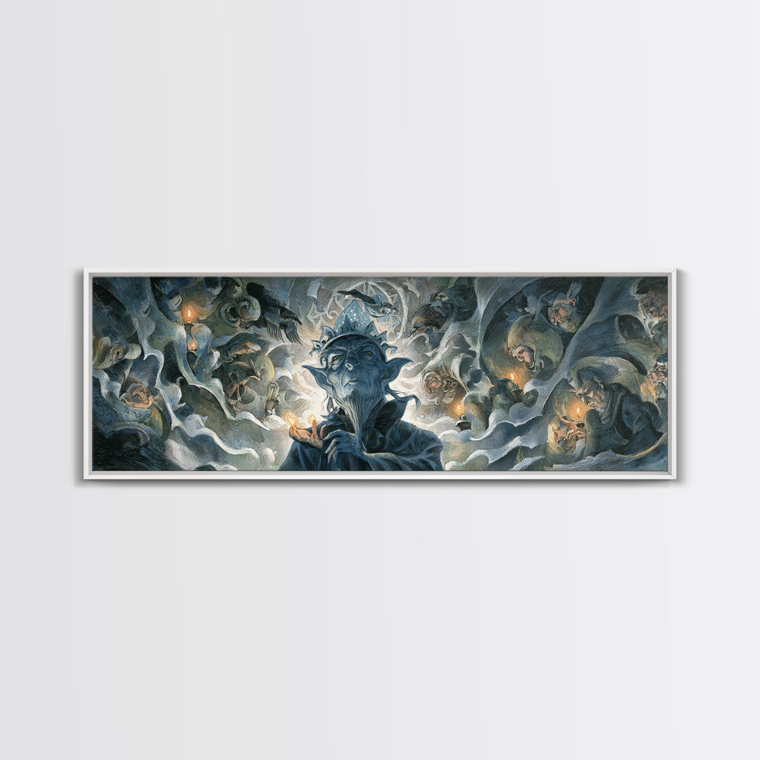 The Frost Goblin, Gothic Nightmare Art, Extra Wide Wall Art, Macabre Wall Art, Framed Canvas Print, Halloween Wall Art