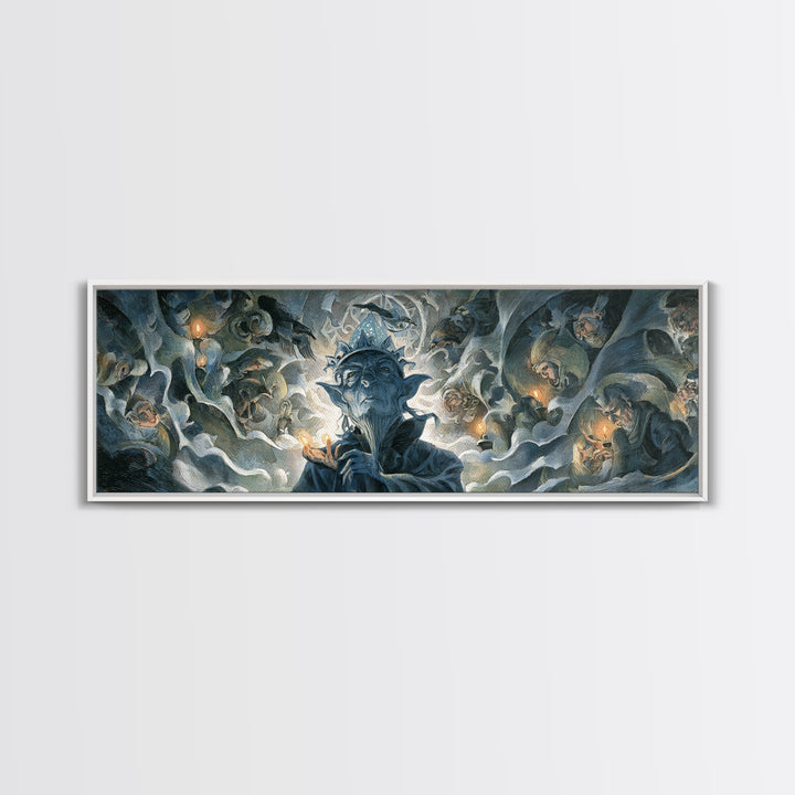 The Frost Goblin, Gothic Nightmare Art, Extra Wide Wall Art, Macabre Wall Art, Framed Canvas Print, Halloween Wall Art