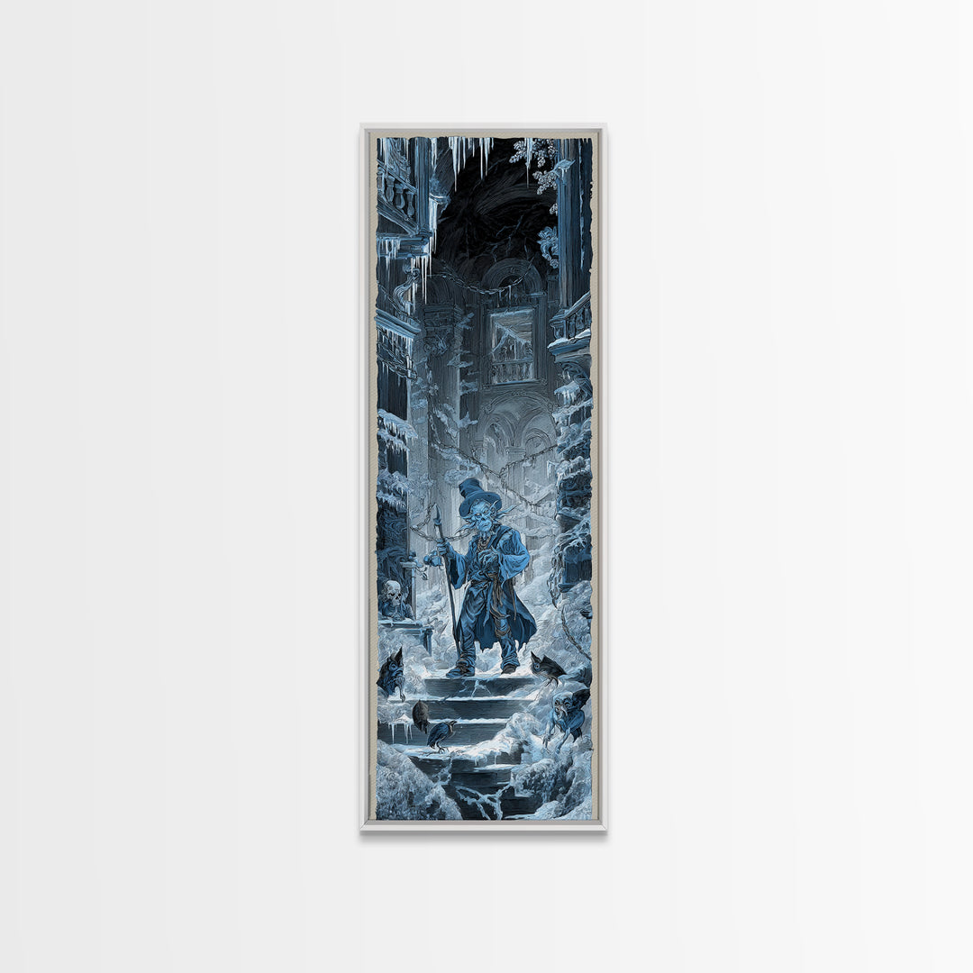 The Frost Goblin, Architectural Etching Art, Tall Narrow Wall Art, Gothic Horror Wall Art, Framed Canvas Print