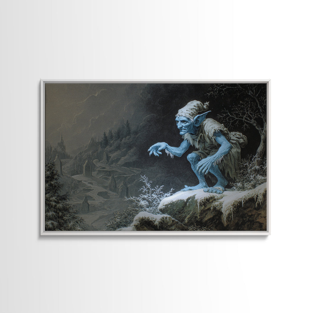 The Frost Goblin, Romantic Gothic Landscape, Landscape Wall Art, Dark Fantasy Wall Art, Framed Canvas Print, Halloween Wall Art
