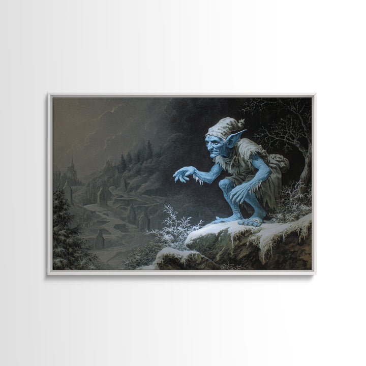 The Frost Goblin, Romantic Gothic Landscape, Landscape Wall Art, Dark Fantasy Wall Art, Framed Canvas Print, Halloween Wall Art