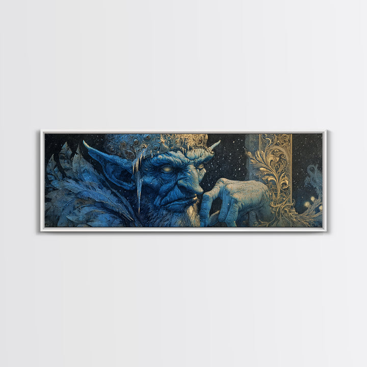 The Frost Goblin, Ornate Symbolist Art, Extra Wide Wall Art, Macabre Wall Art, Framed Canvas Print, Halloween Wall Art