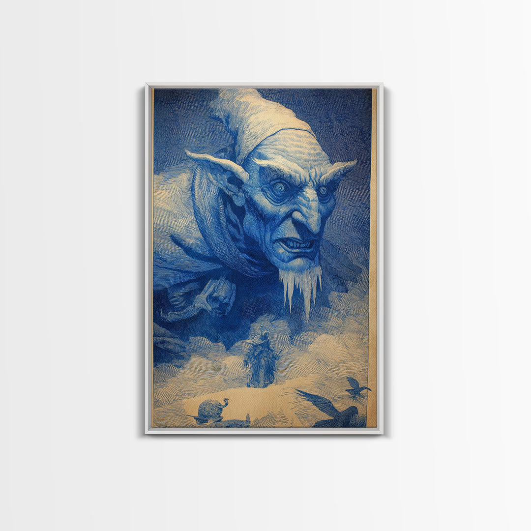 The Frost Goblin, Symbolist Etching Art, Vertical Wall Art, Gothic Horror Wall Art, Canvas Print, Halloween Wall Art, Spooky Wall Decor