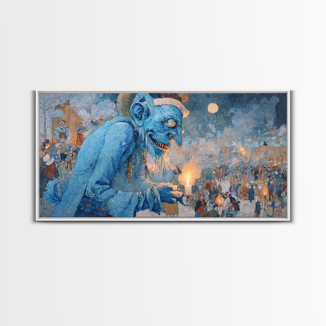 The Frost Goblin, Grotesque Carnival Art, Wide Panoramic Art, Gothic Horror Wall Art, Canvas Print, Halloween Wall Art