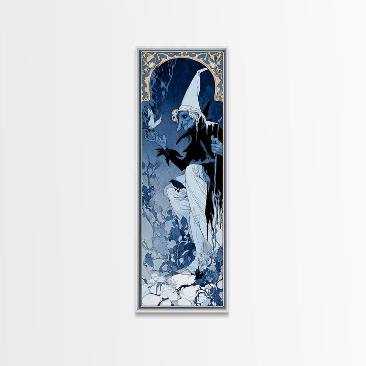 The Frost Goblin, Decadent Line Art, Tall Narrow Wall Art, Dark Fantasy Wall Art, Canvas Print, Halloween Wall Art