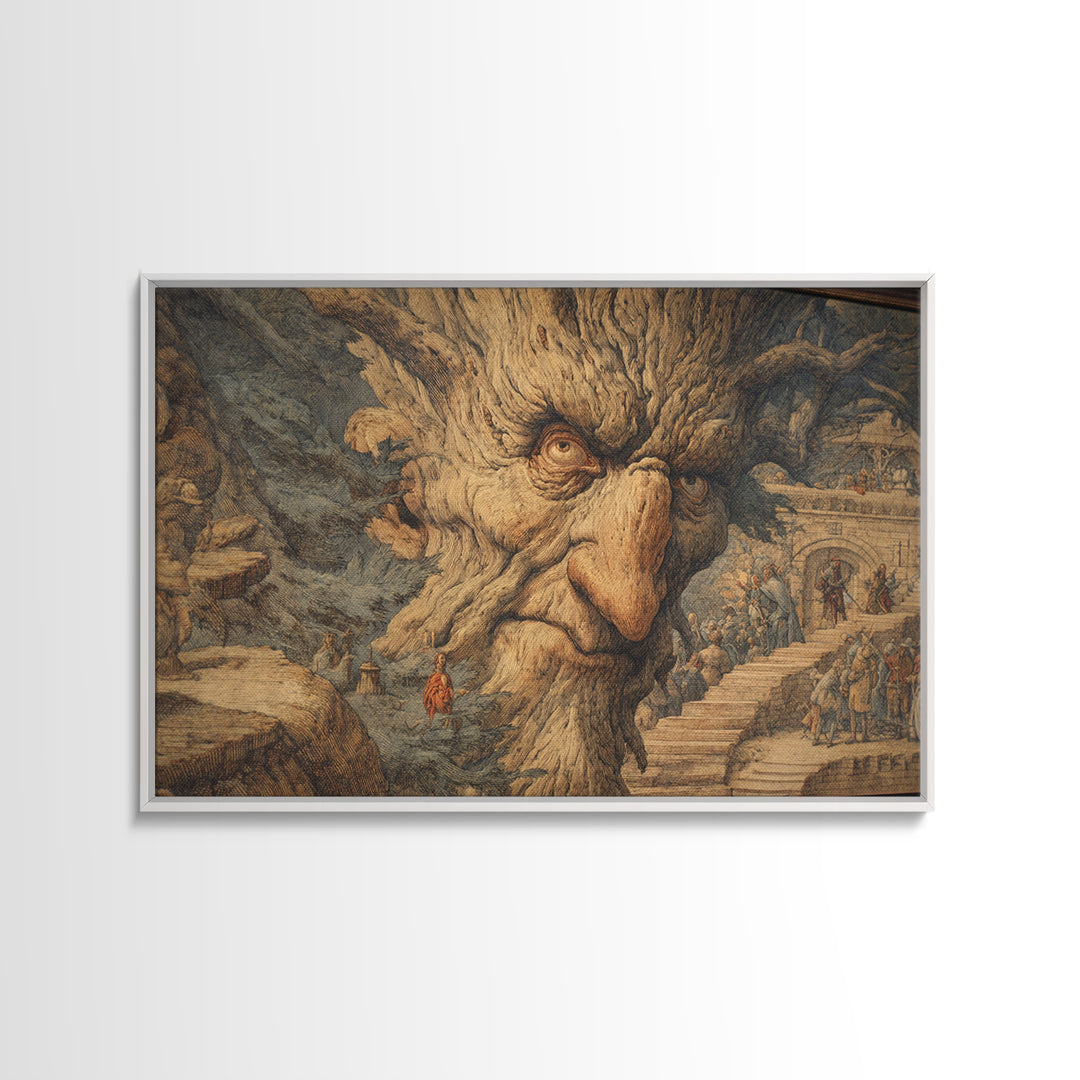 The Hollow-Tree Monster, Medieval Grotesque Art, Landscape Wall Art, Gothic Horror Wall Art, Canvas Print, Halloween Wall Art