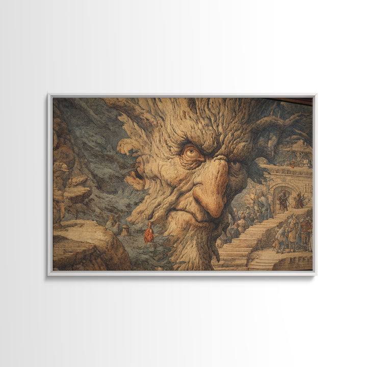 The Hollow-Tree Monster, Medieval Grotesque Art, Landscape Wall Art, Gothic Horror Wall Art, Canvas Print, Halloween Wall Art