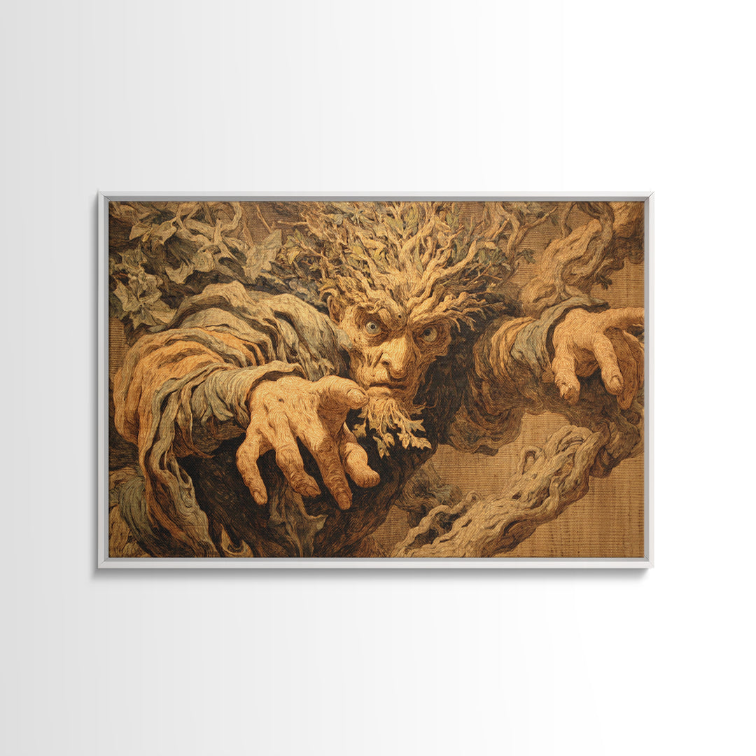 The Hollow-Tree Monster, Dark Renaissance Art, Landscape Wall Art, Gothic Horror Wall Art, Framed Canvas Print