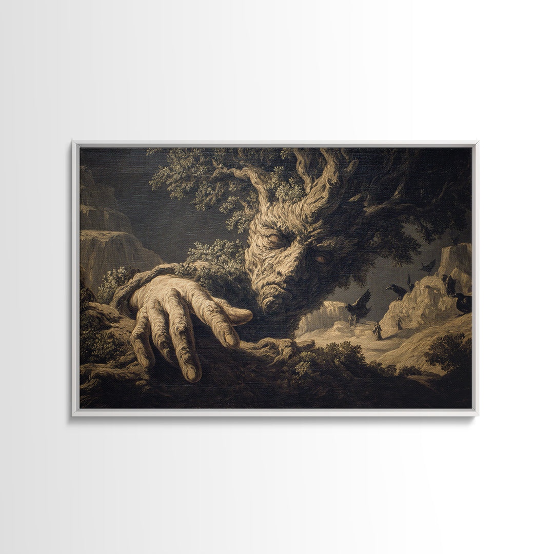 The Hollow-Tree Monster, Baroque Witchcraft Art, Landscape Wall Art, Dark Halloween Decor, Canvas Print, Halloween Wall Art