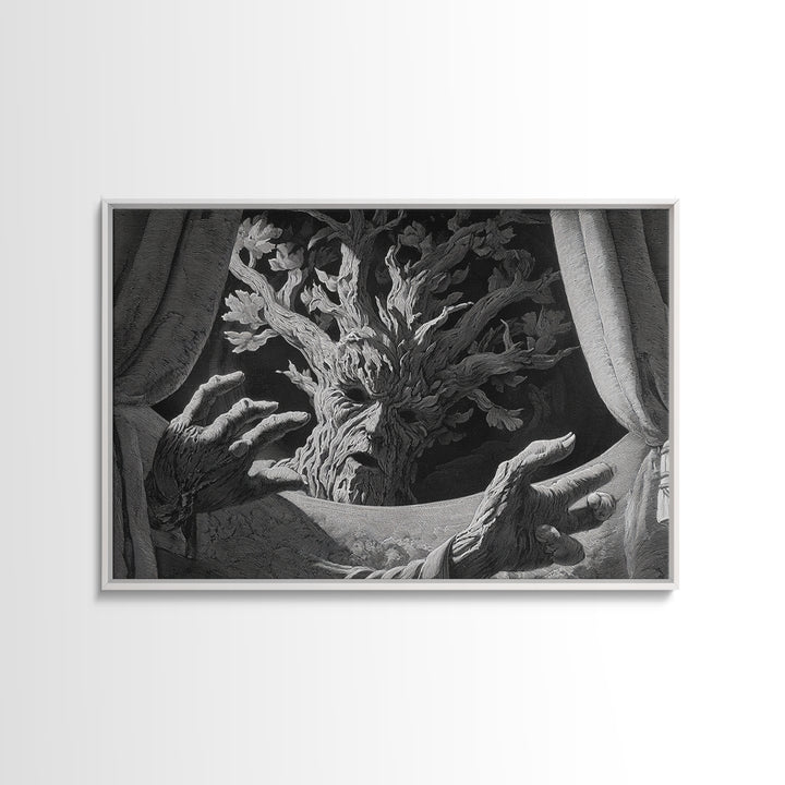 The Hollow-Tree Monster, Visionary Gothic Art, Landscape Wall Art, Dark Fantasy Wall Art, Canvas Print, Halloween Wall Art