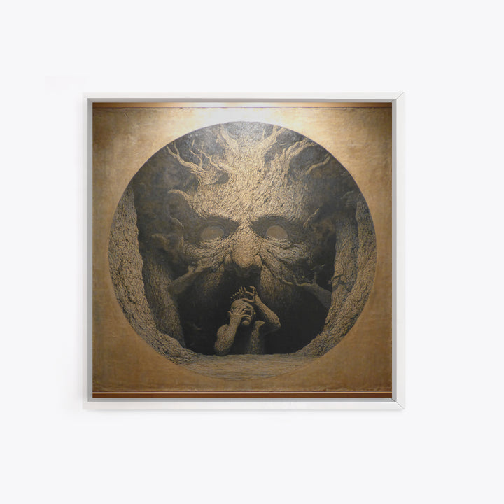 The Hollow-Tree Monster, Symbolist Dream Art, Square Wall Art, Macabre Wall Art, Framed Canvas Print, Halloween Wall Art
