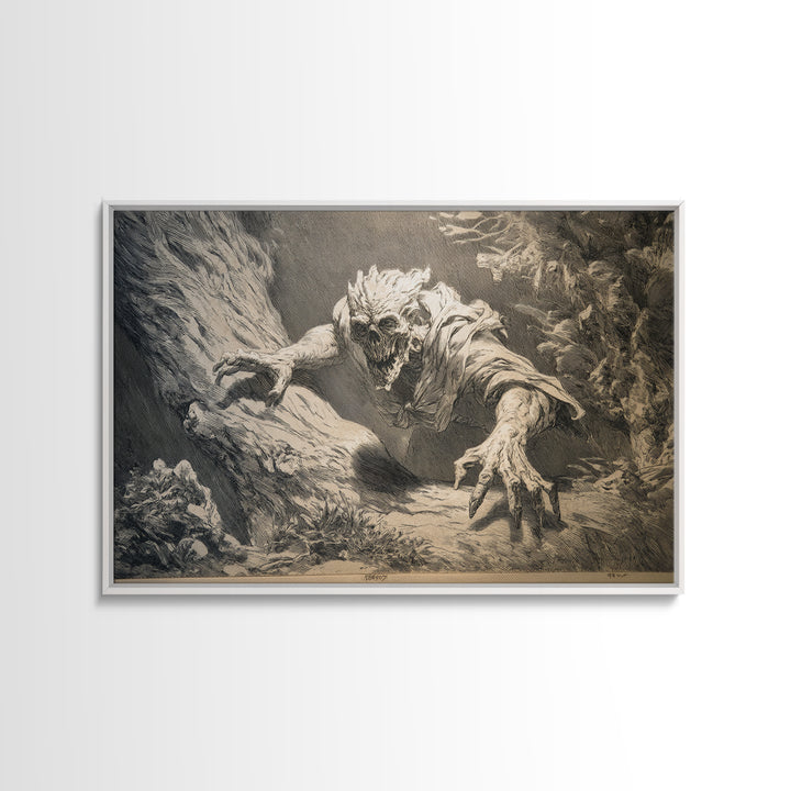 The Hollow-Tree Monster, Decadent Gothic Art, Landscape Wall Art, Gothic Horror Wall Art, Canvas Print, Halloween Wall Art