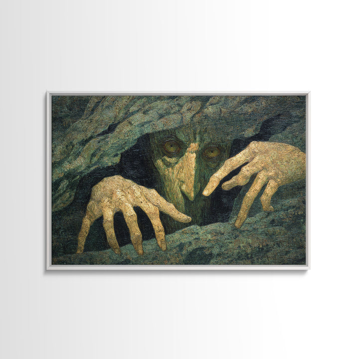 The Hollow-Tree Monster, Dark Symbolist Art, Landscape Wall Art, Dark Fantasy Wall Art, Canvas Print, Halloween Wall Art
