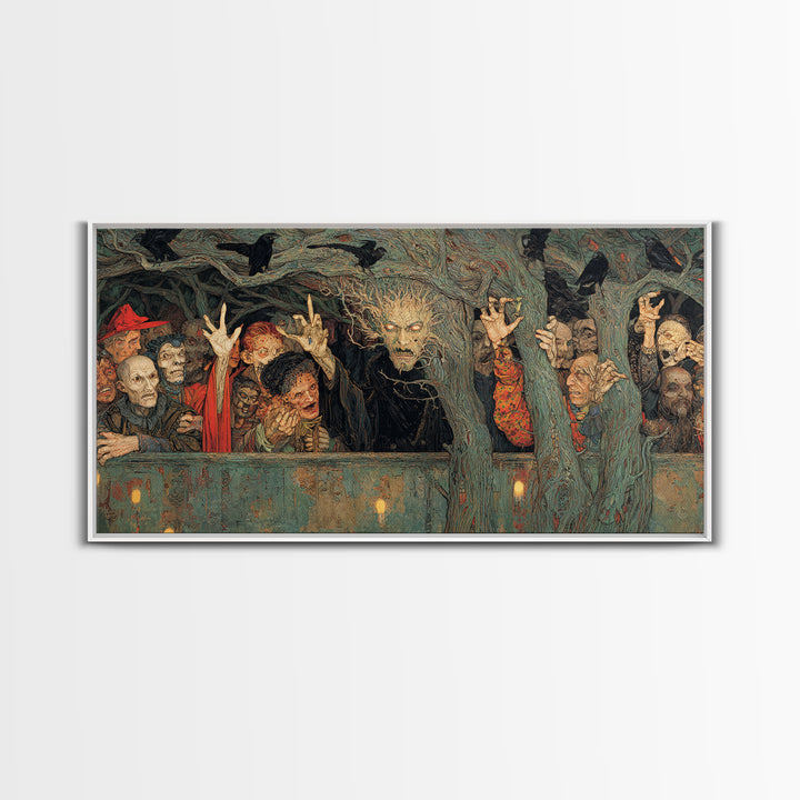 The Hollow-Tree Monster, Grotesque Carnival Art, Wide Panoramic Art, Dark Fantasy Wall Art, Canvas Print, Halloween Wall Art