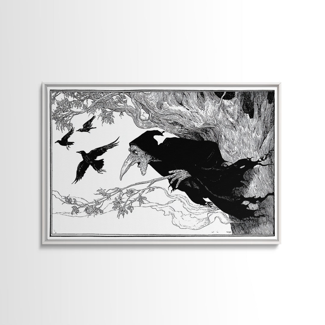 The Hollow-Tree Monster, Decadent Line Art, Landscape Wall Art, Gothic Horror Wall Art, Canvas Print, Halloween Wall Art