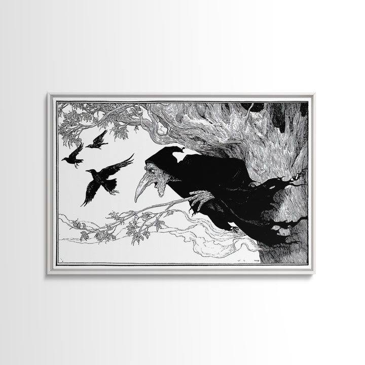 The Hollow-Tree Monster, Decadent Line Art, Landscape Wall Art, Gothic Horror Wall Art, Canvas Print, Halloween Wall Art