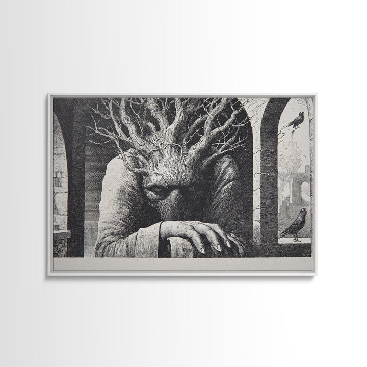 The Hollow-Tree Monster, Victorian Macabre Art, Landscape Wall Art, Macabre Wall Art, Canvas Print, Halloween Wall Art